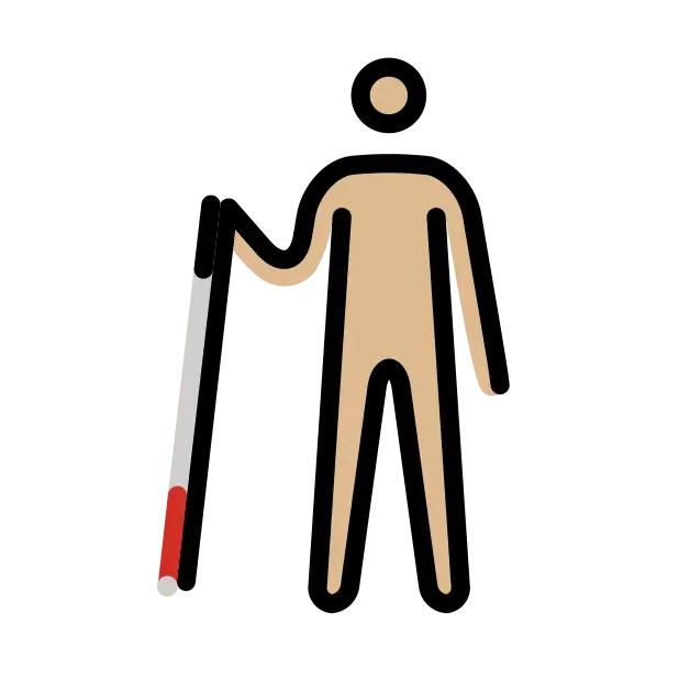 Man With White Cane: Medium-Light Skin Tone