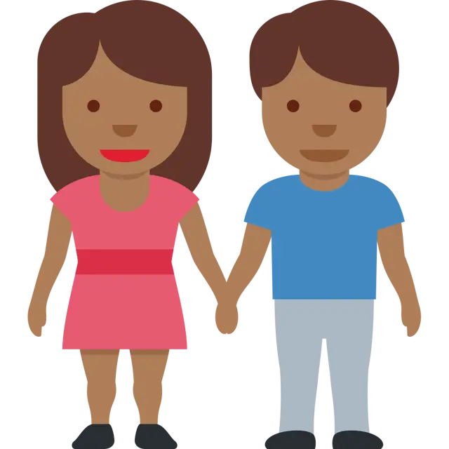 Woman And Man Holding Hands: Medium-Dark Skin Tone