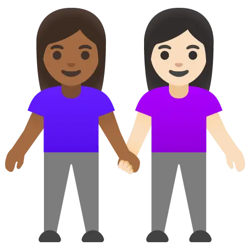 Woman and Man Holding Hands: Light Skin Tone, Medium-Dark Skin Tone