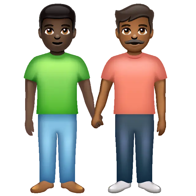 Men Holding Hands: Dark Skin Tone, Medium-Dark Skin Tone