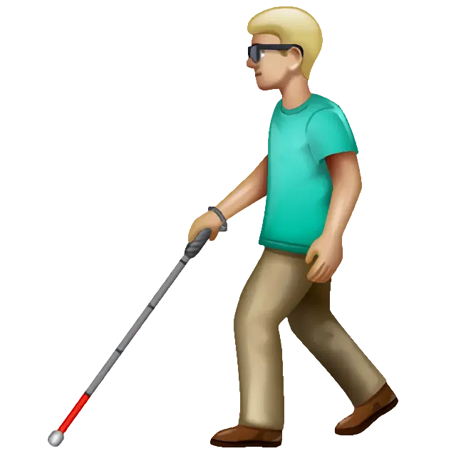 Man With White Cane: Medium-Light Skin Tone