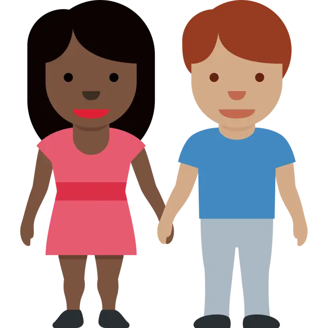 Woman And Man Holding Hands: Dark Skin Tone, Medium Skin Tone