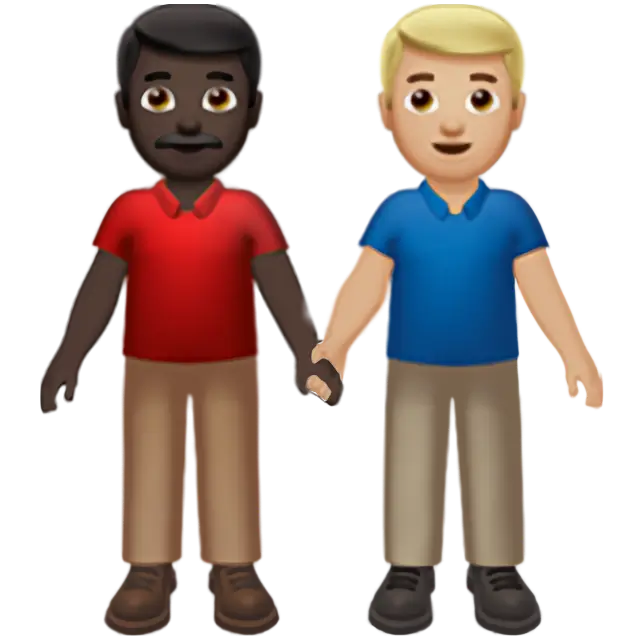 Men Holding Hands: Dark Skin Tone, Medium-Light Skin Tone