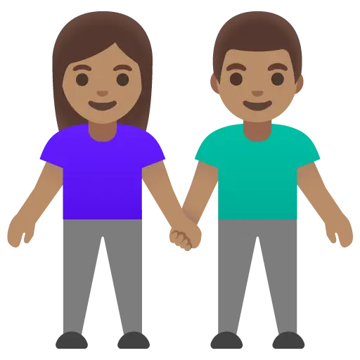 Woman and Man Holding Hands: Medium Skin Tone