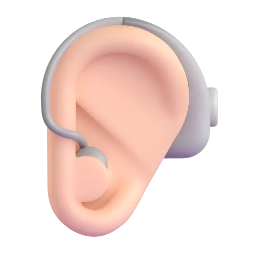 Ear with Hearing Aid: Light Skin Tone