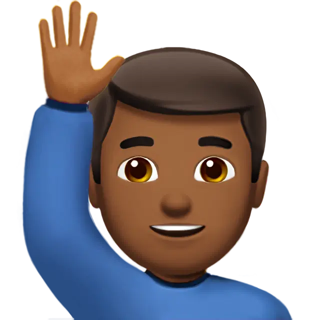 Man Raising Hand: Medium-Dark Skin Tone