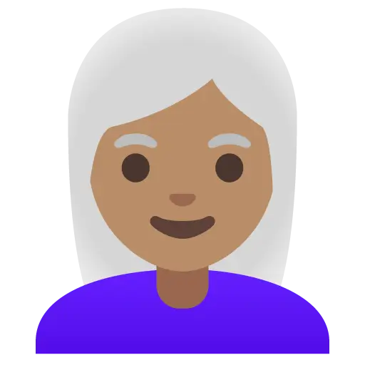 Woman: Medium Skin Tone, White Hair