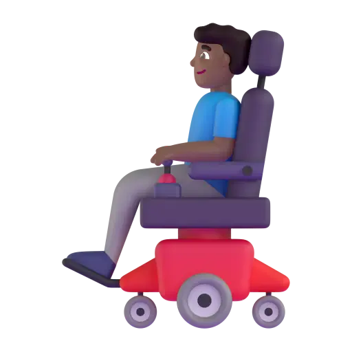 Man in Motorized Wheelchair: Medium-Dark Skin Tone