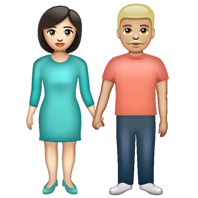 Woman And Man Holding Hands: Light Skin Tone, Medium-Light Skin Tone