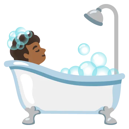 Person Taking Bath: Medium-Dark Skin Tone