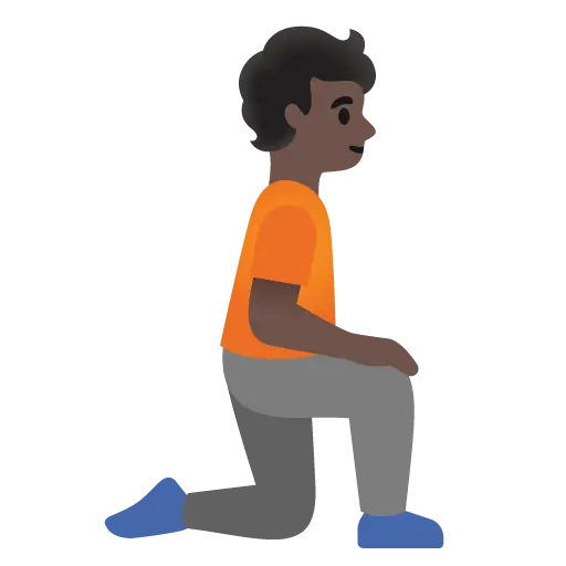 Person Kneeling Facing Right: Dark Skin Tone