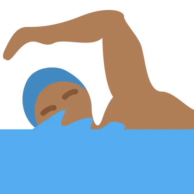 Man Swimming: Medium-Dark Skin Tone