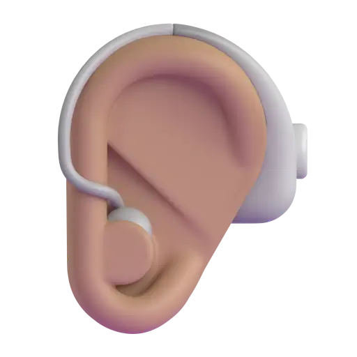 Ear with Hearing Aid: Medium Skin Tone