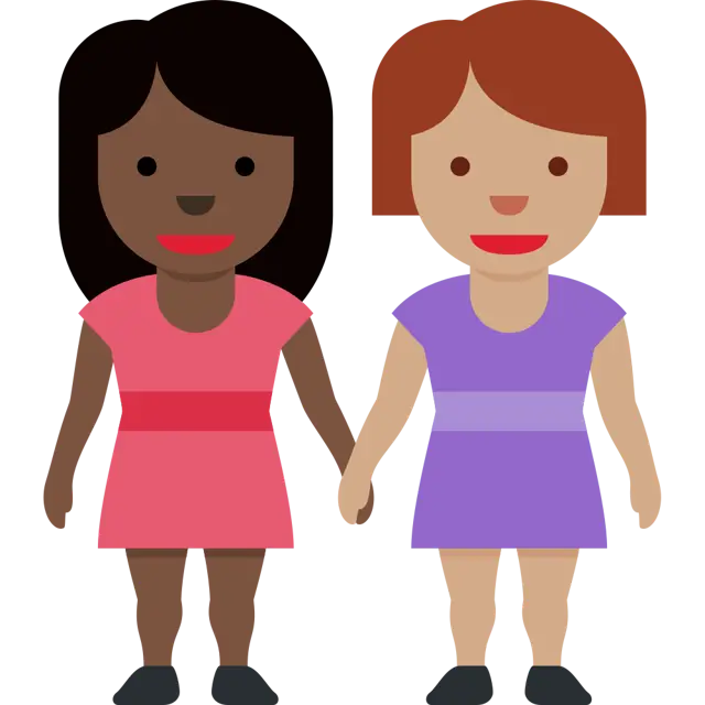 Women Holding Hands: Dark Skin Tone, Medium Skin Tone