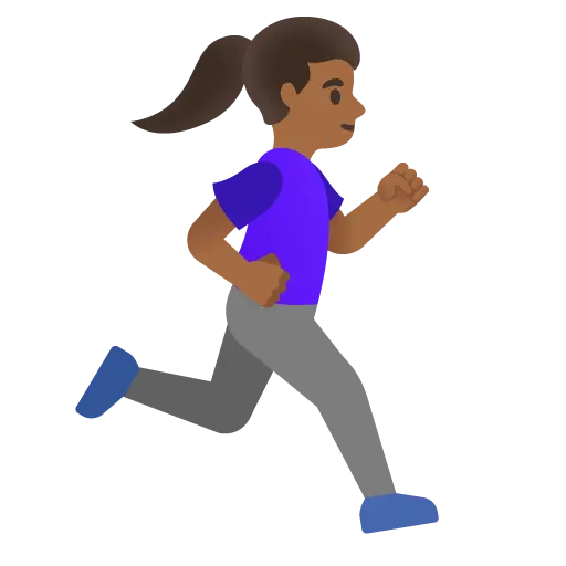 Woman Running Facing Right: Medium-Dark Skin Tone