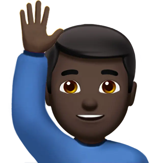 Man Raising Hand: Dark Skin Tone