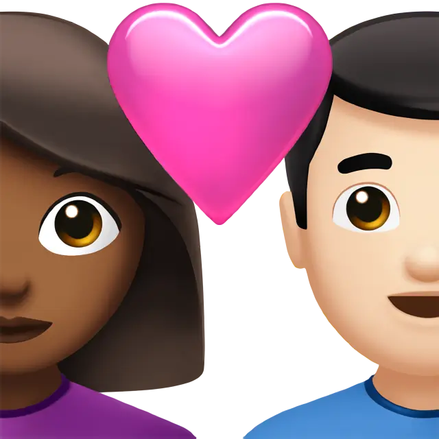 Couple with Heart: Woman, Man, Medium-Dark Skin Tone, Light Skin Tone