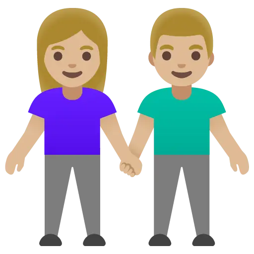 Woman and Man Holding Hands: Medium-Light Skin Tone