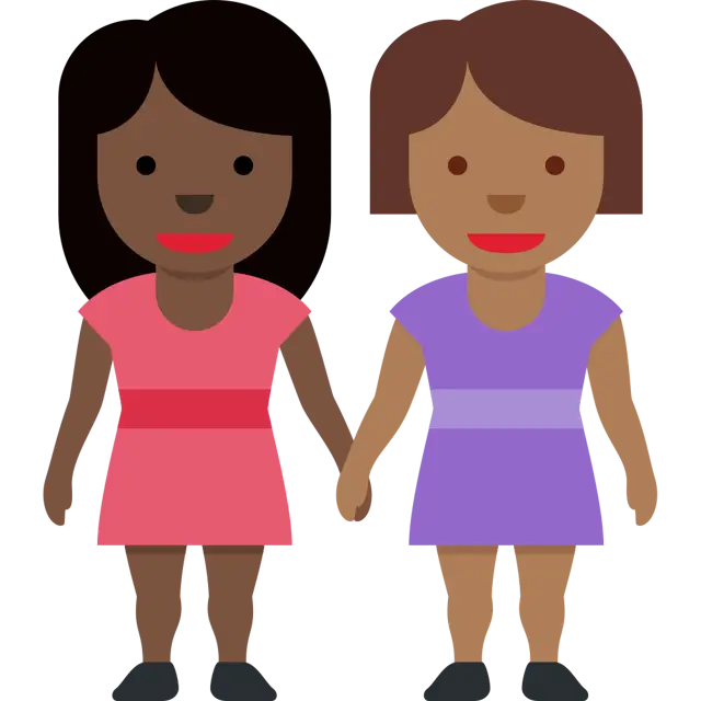 Women Holding Hands: Dark Skin Tone, Medium-Dark Skin Tone