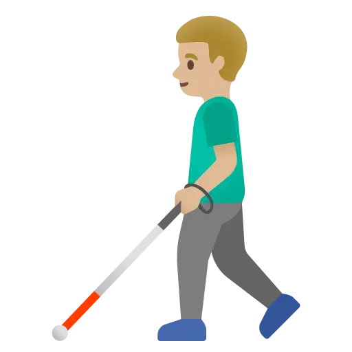 Man with White Cane: Medium-Light Skin Tone