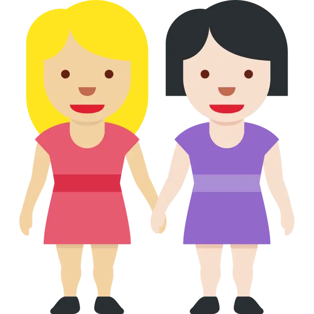 Women Holding Hands: Medium-Light Skin Tone, Light Skin Tone