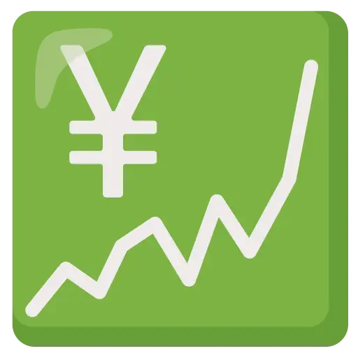 Grafico con tendenza verso l'alto e segno di yen