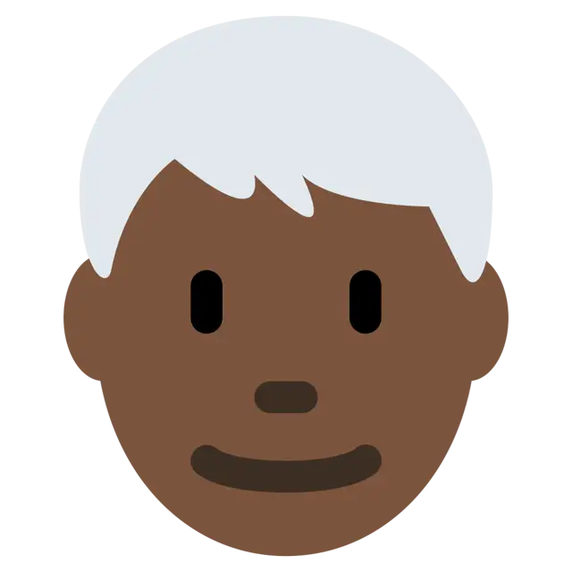 Man: Dark Skin Tone, White Hair