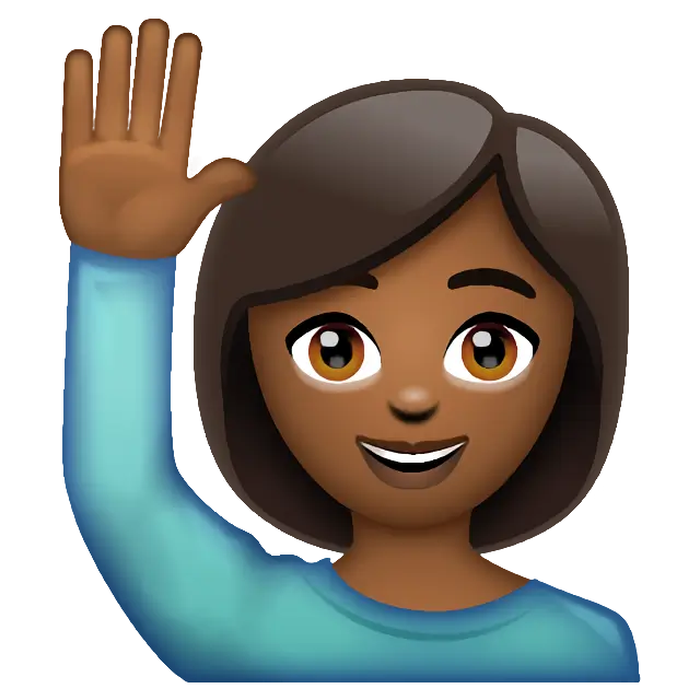 Woman Raising Hand: Medium-Dark Skin Tone