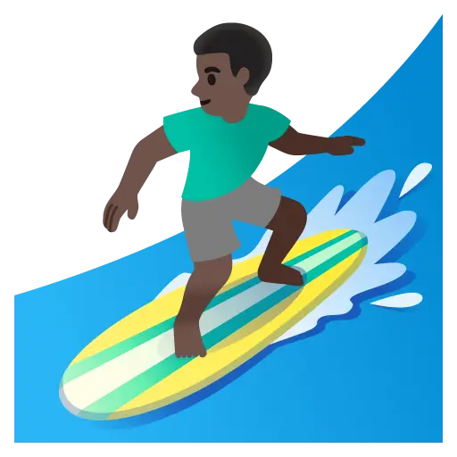 Man Surfing: Dark Skin Tone