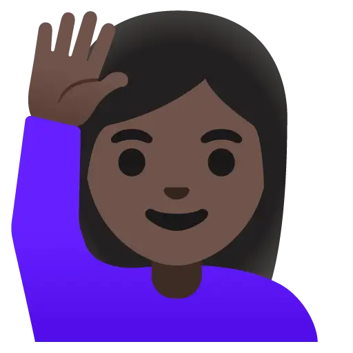 Woman Raising Hand: Dark Skin Tone