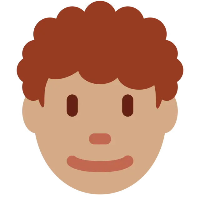 Man: Medium Skin Tone, Curly Hair