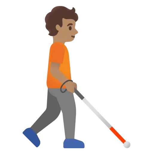 Person with White Cane Facing Right: Medium Skin Tone