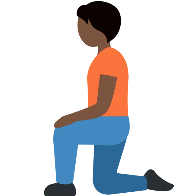 Person Kneeling: Dark Skin Tone