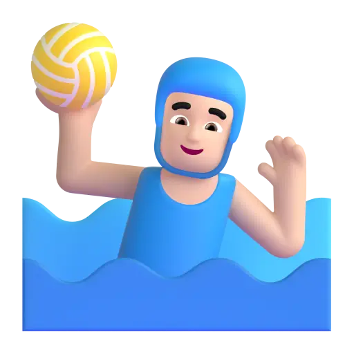 Man Playing Water Polo: Light Skin Tone