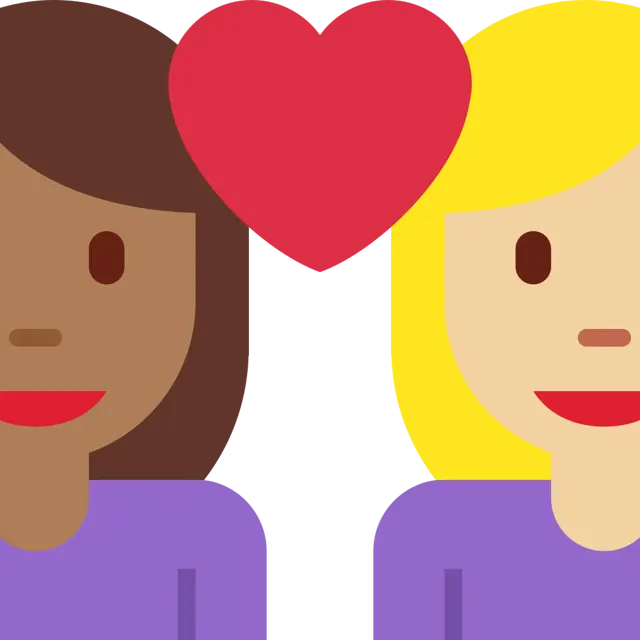 Couple With Heart: Woman, Woman, Medium-Dark Skin Tone, Medium-Light Skin Tone