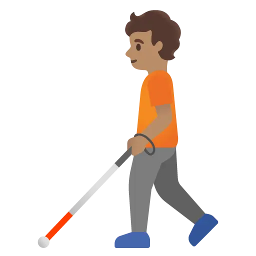 Person with White Cane: Medium Skin Tone