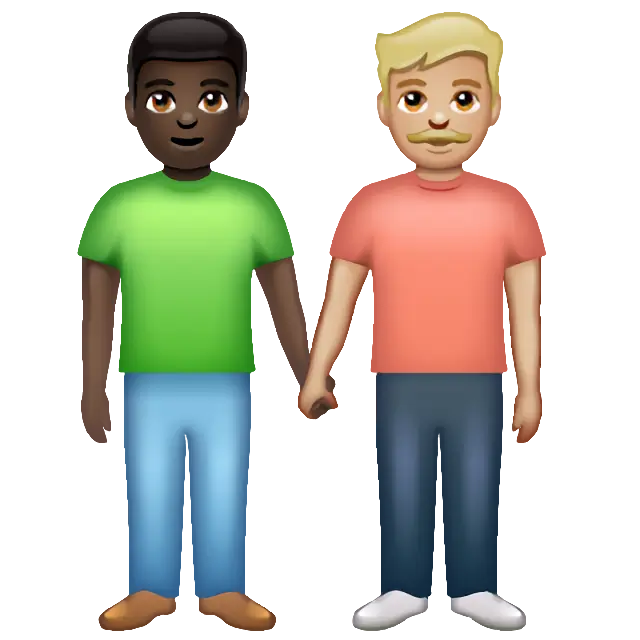 Men Holding Hands: Dark Skin Tone, Medium-Light Skin Tone