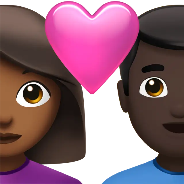 Couple with Heart: Woman, Man, Medium-Dark Skin Tone, Dark Skin Tone