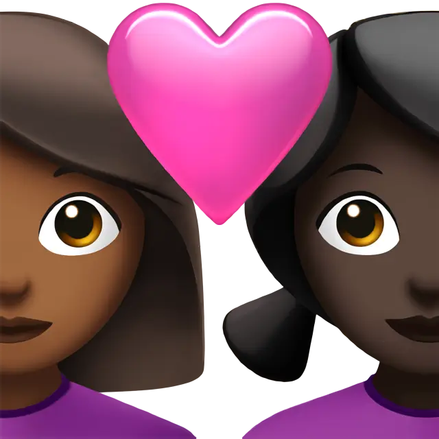 Couple with Heart: Woman, Woman, Medium-Dark Skin Tone, Dark Skin Tone