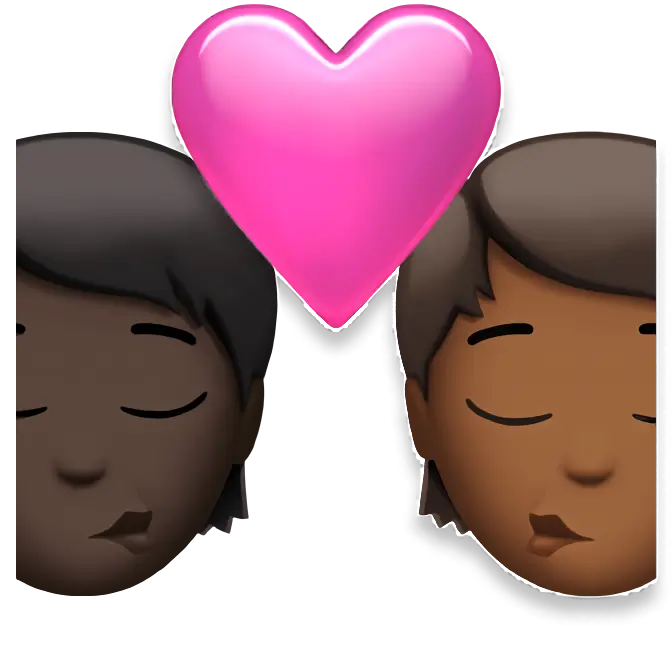 Kiss: Person, Person, Dark Skin Tone, Medium-Dark Skin Tone