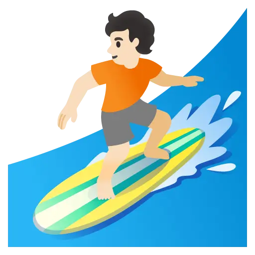 Person Surfing: Light Skin Tone