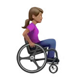 Woman in Manual Wheelchair Facing Right: Medium Skin Tone