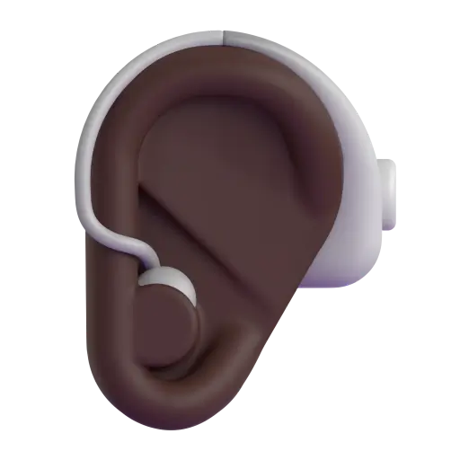 Ear with Hearing Aid: Dark Skin Tone