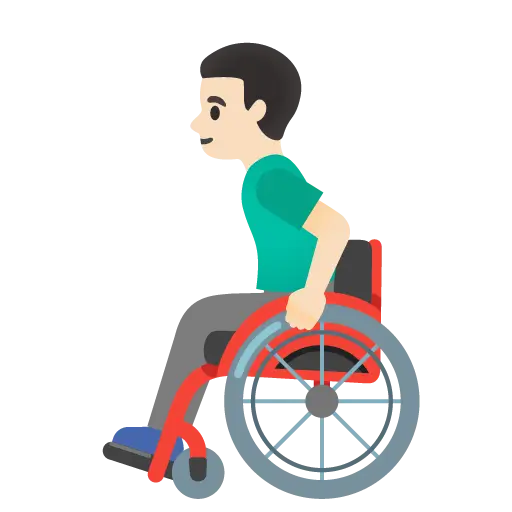 Man in Manual Wheelchair: Light Skin Tone