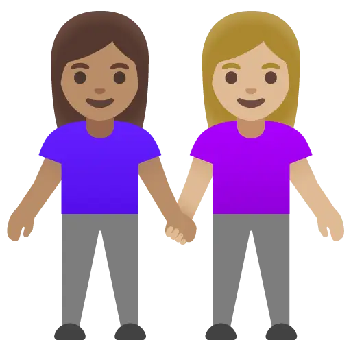 Woman and Man Holding Hands: Medium-Light Skin Tone, Medium Skin Tone