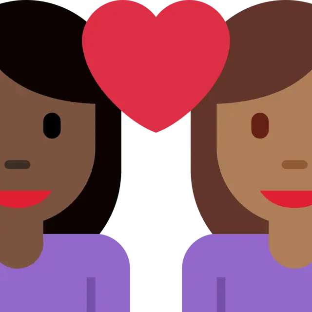 Couple With Heart: Woman, Woman, Dark Skin Tone, Medium-Dark Skin Tone