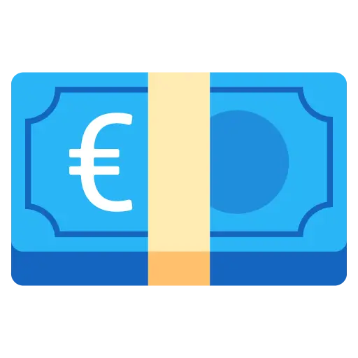 Billet de banque avec symbole euro