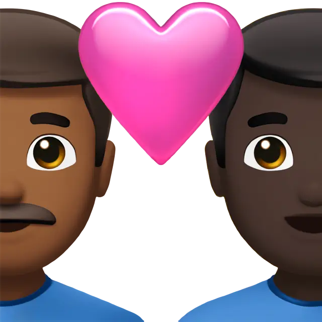 Couple with Heart: Man, Man, Medium-Dark Skin Tone, Dark Skin Tone