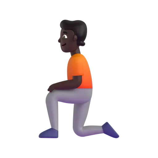 Person Kneeling: Dark Skin Tone