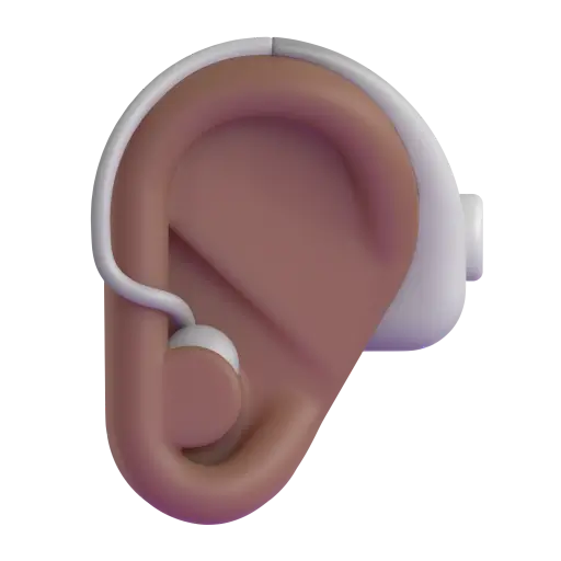 Ear with Hearing Aid: Medium-Dark Skin Tone